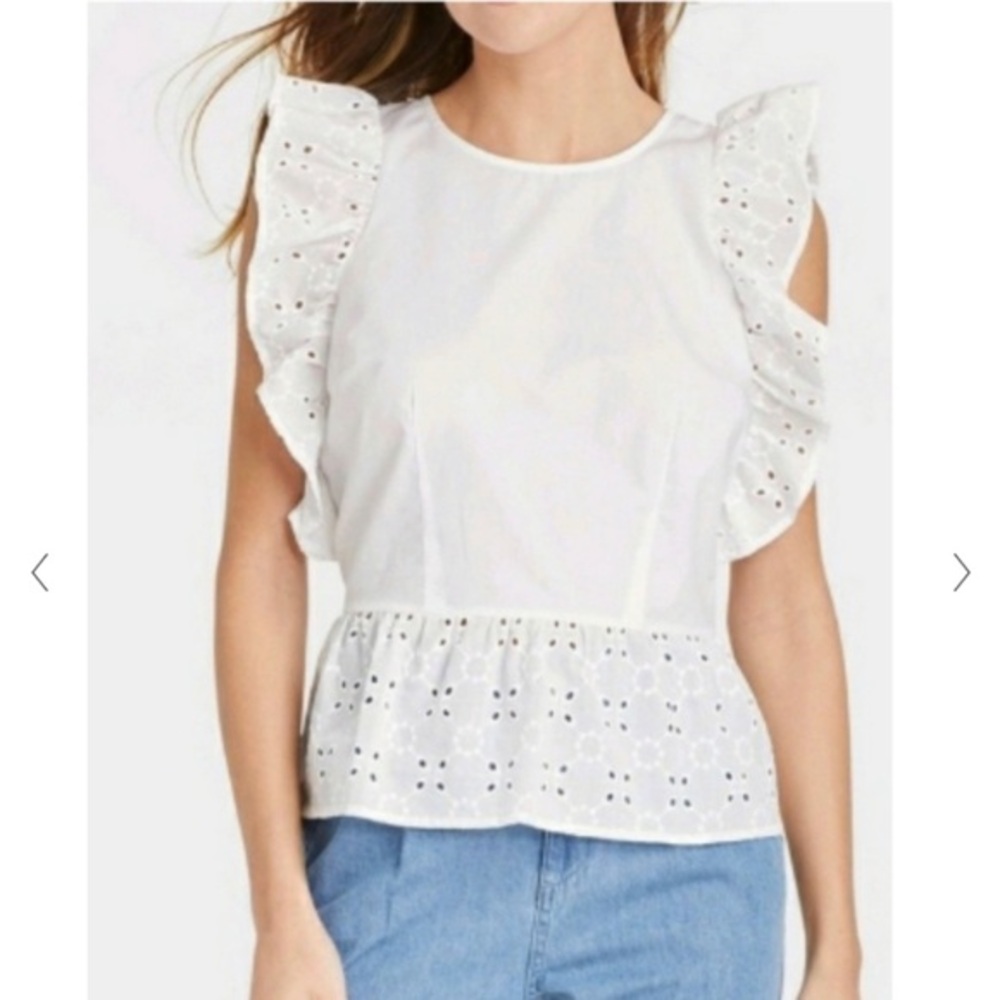 NWT Target Who What Wear White Eyelet Lace Top